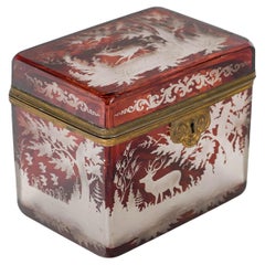Used Box, Bohemian Crystal Box, 19th Century, Napoleon III Period.