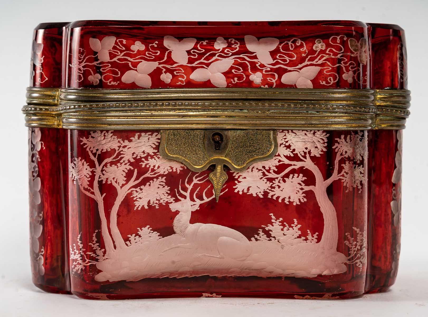 19th Century Box, Bohemian Crystal Box, Napoleon III Period