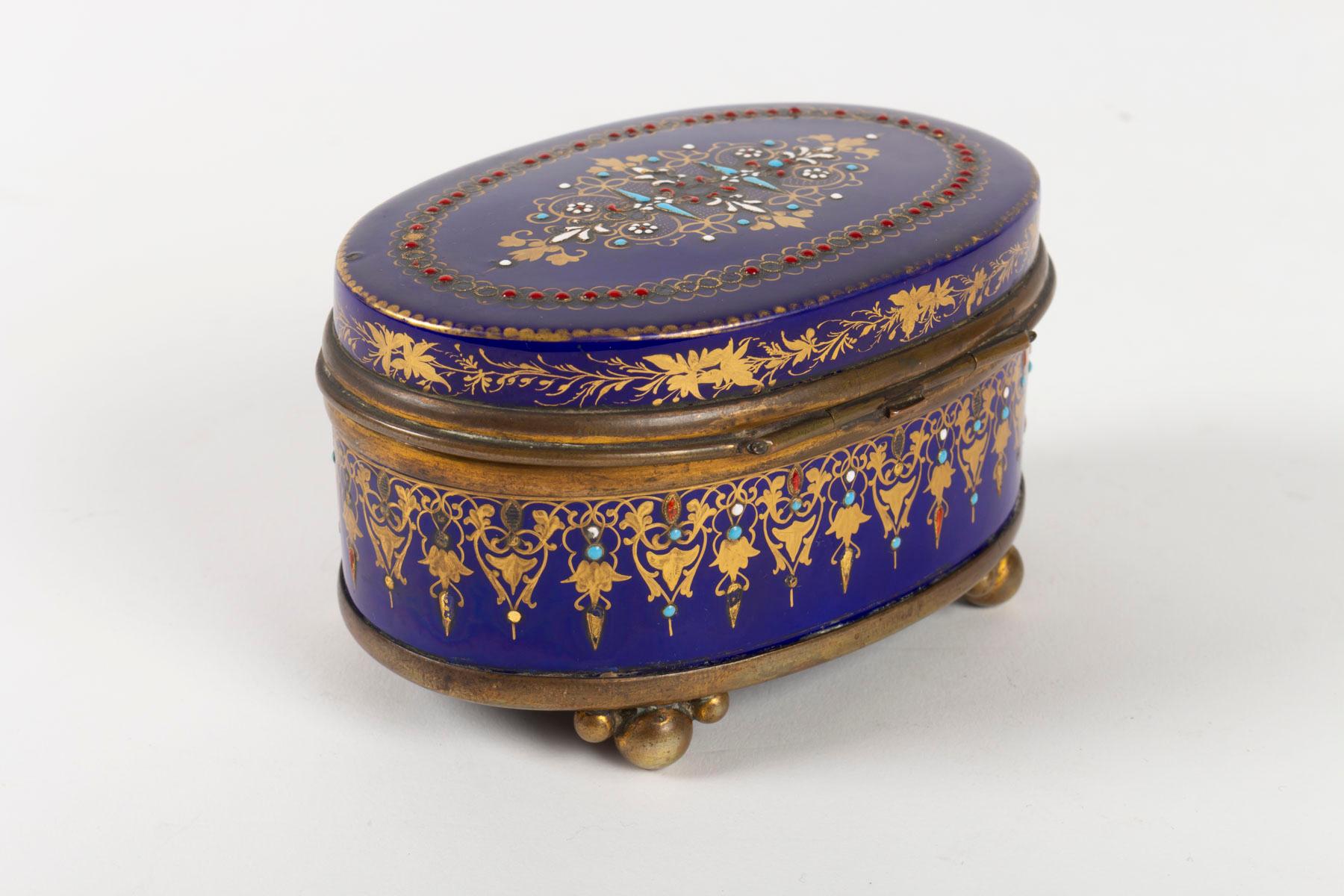 French Box, Box 19th Century, Napoleon III Period, Porcelain and Brass Mounting