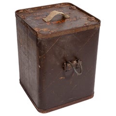 Box Brown Painted Chest Storage WW1 or WW2 50cm 19 1/2" Square 66cm 26" High