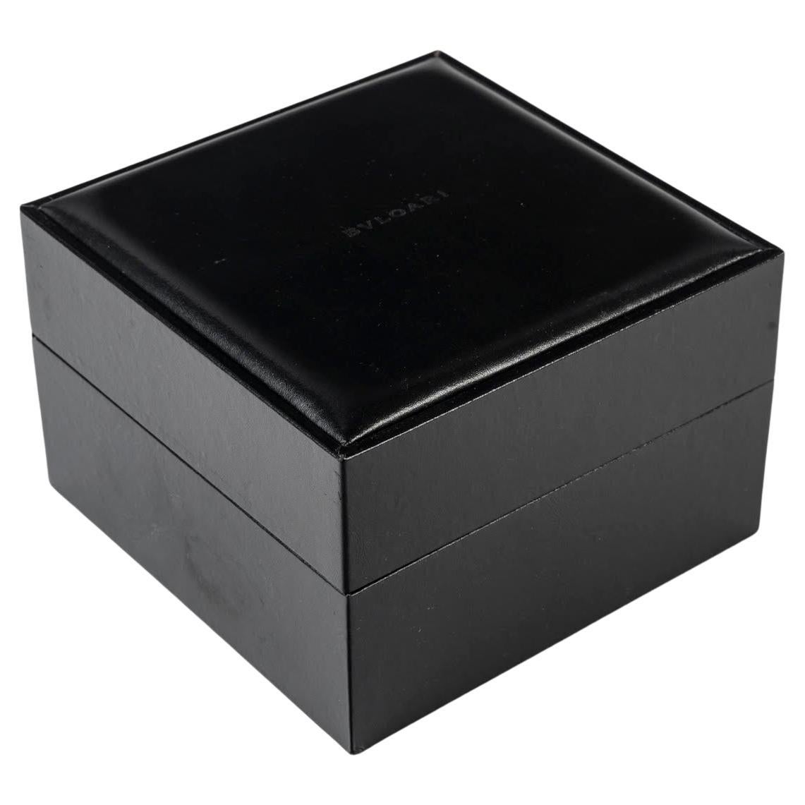Box, Bulgari Watch Case, Black Leather with Cardboard Box, 1990.