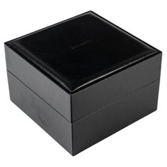 Box, Bulgari Watch Case, Black Leather with Cardboard Box, 1990.
