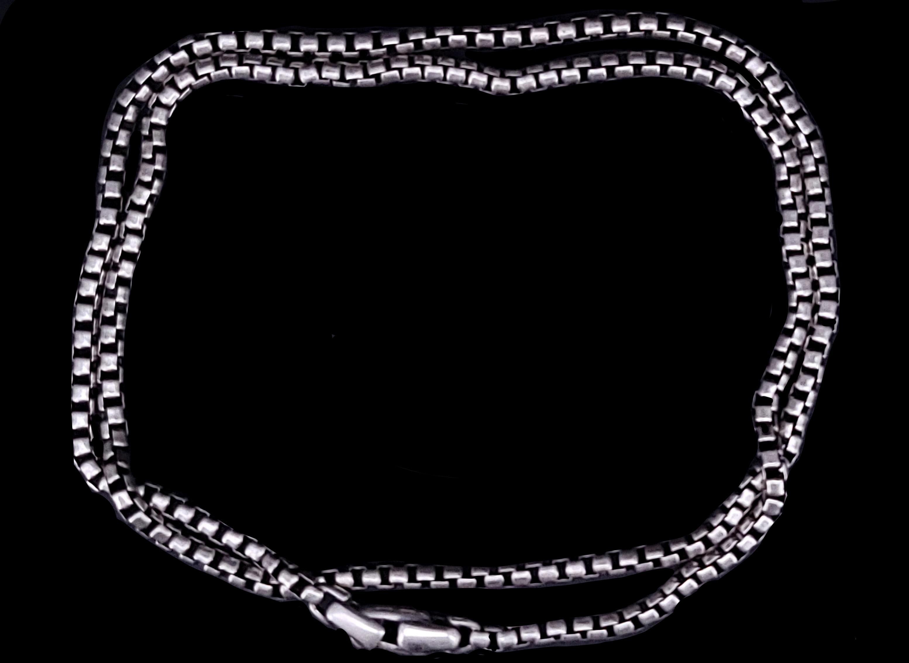 Uomo Collana a catena a scatola in argento sterling, 3.3 mm in vendita