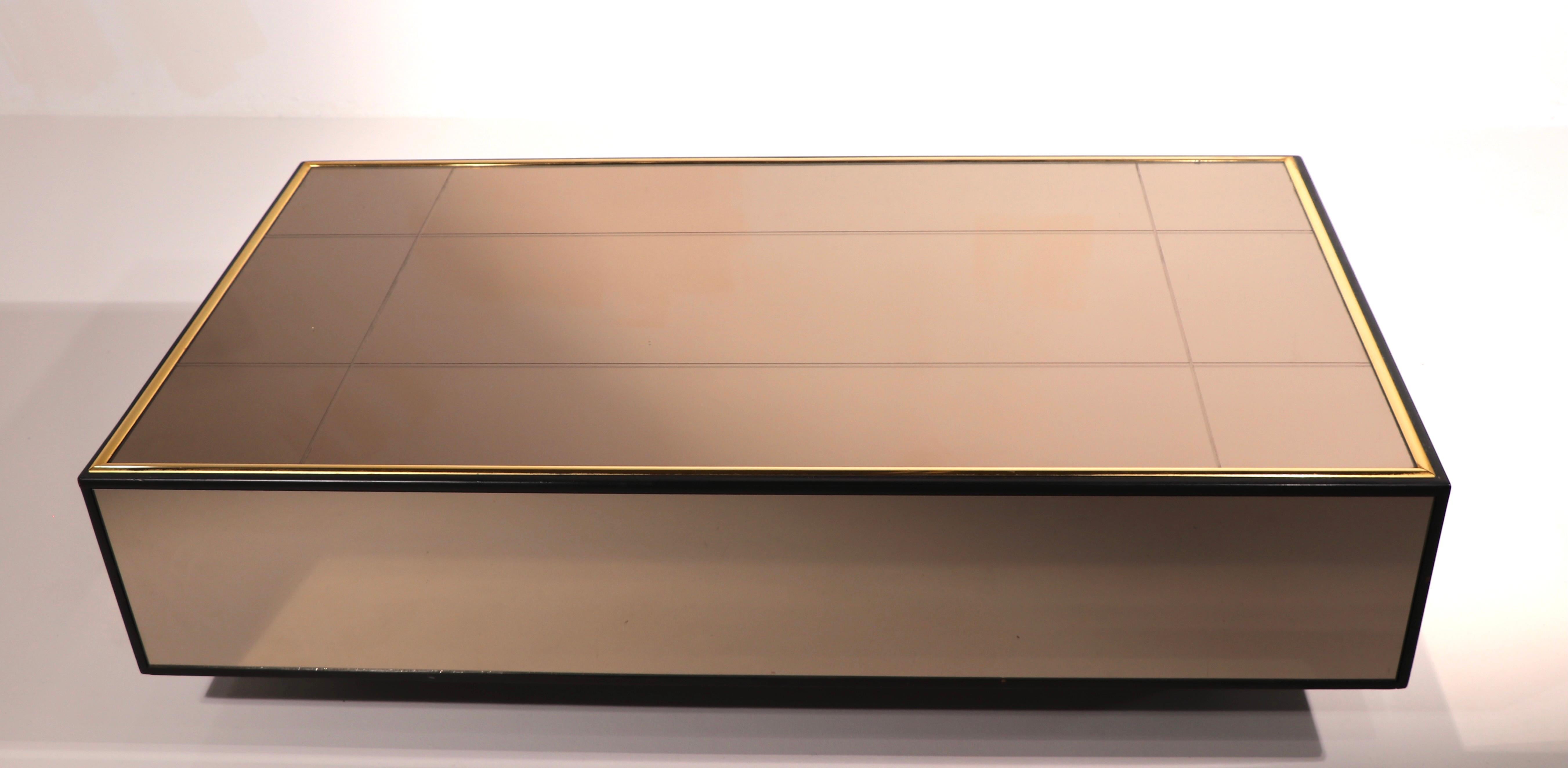 20th Century Box Coffee Table with Peach Mirror Surfaces