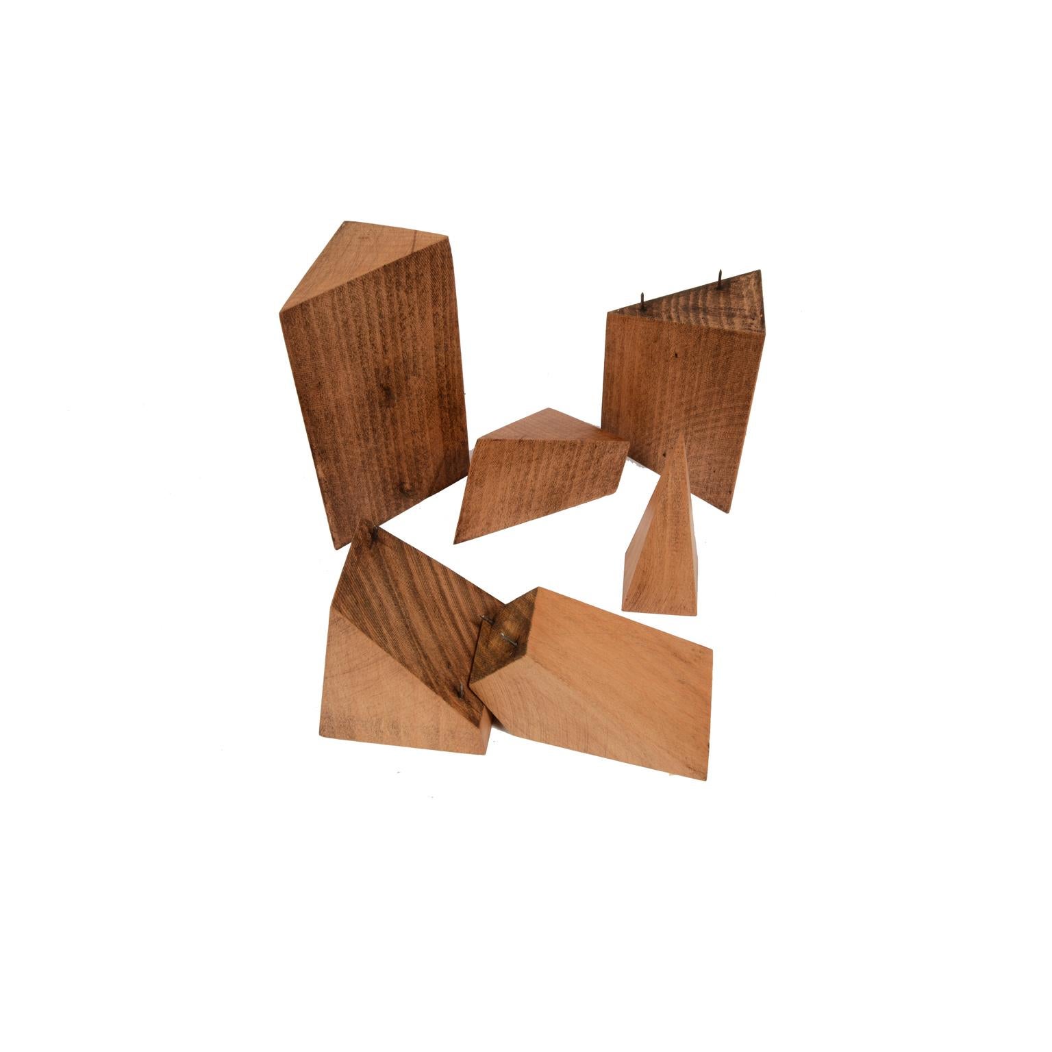 Box Containing 10 Dismountable Wooden Geometric Solids Italy Vallardi, 1963 12