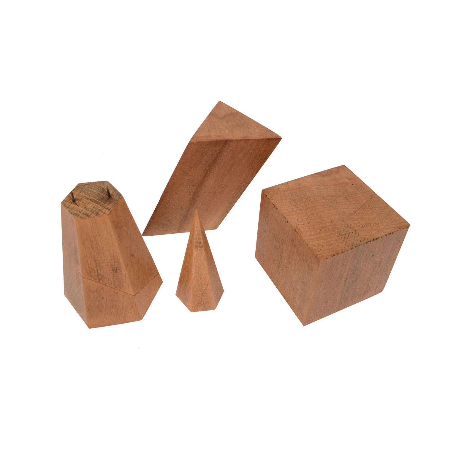 Oak Box Containing 14 Dismountable Wooden Geometric Solids Italy Vallardi, 1963