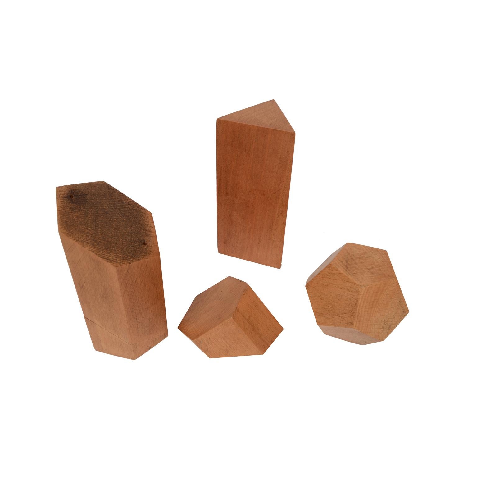 Box Containing 14 Dismountable Wooden Geometric Solids Italy Vallardi, 1963 1