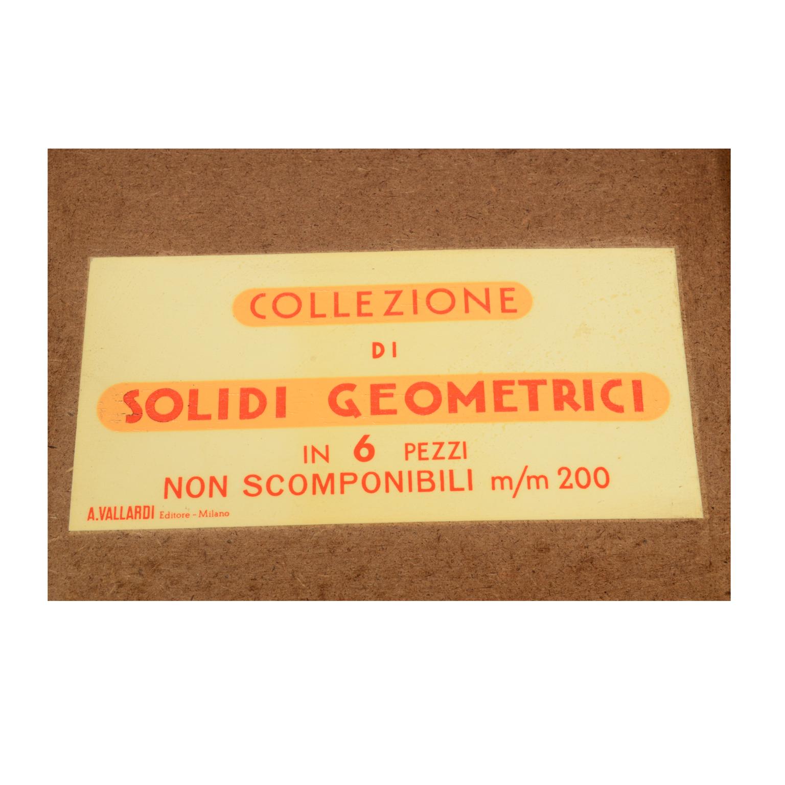 1963er Jahre Italien Vallardi-Kasten mit 6 geometrischen Massivhölzern, wissenschaftliches Instrument im Angebot 1