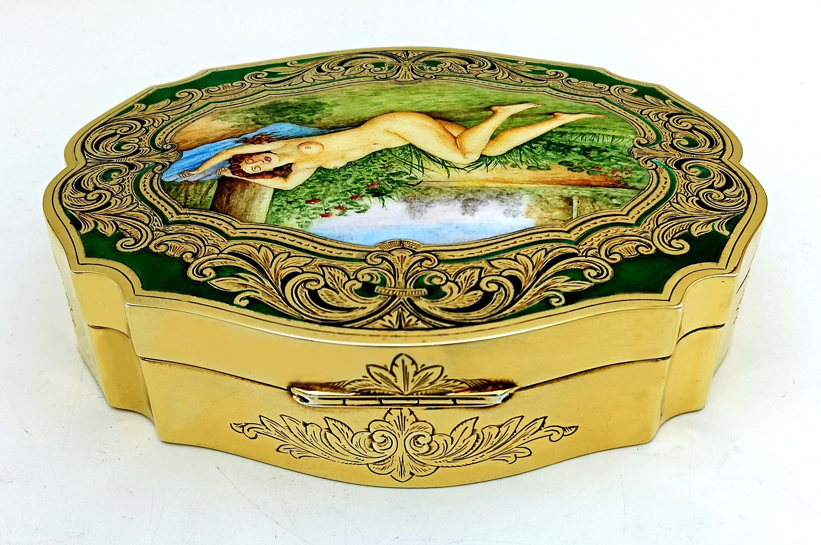 Scatola smaltata in miniatura e incisione a mano in argento Sterling Salimbeni in vendita 2