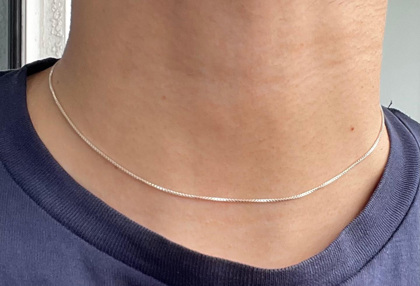 Box Fancy Thin Dainty Link 925 Sterling Silver Chain Necklace For Sale 3