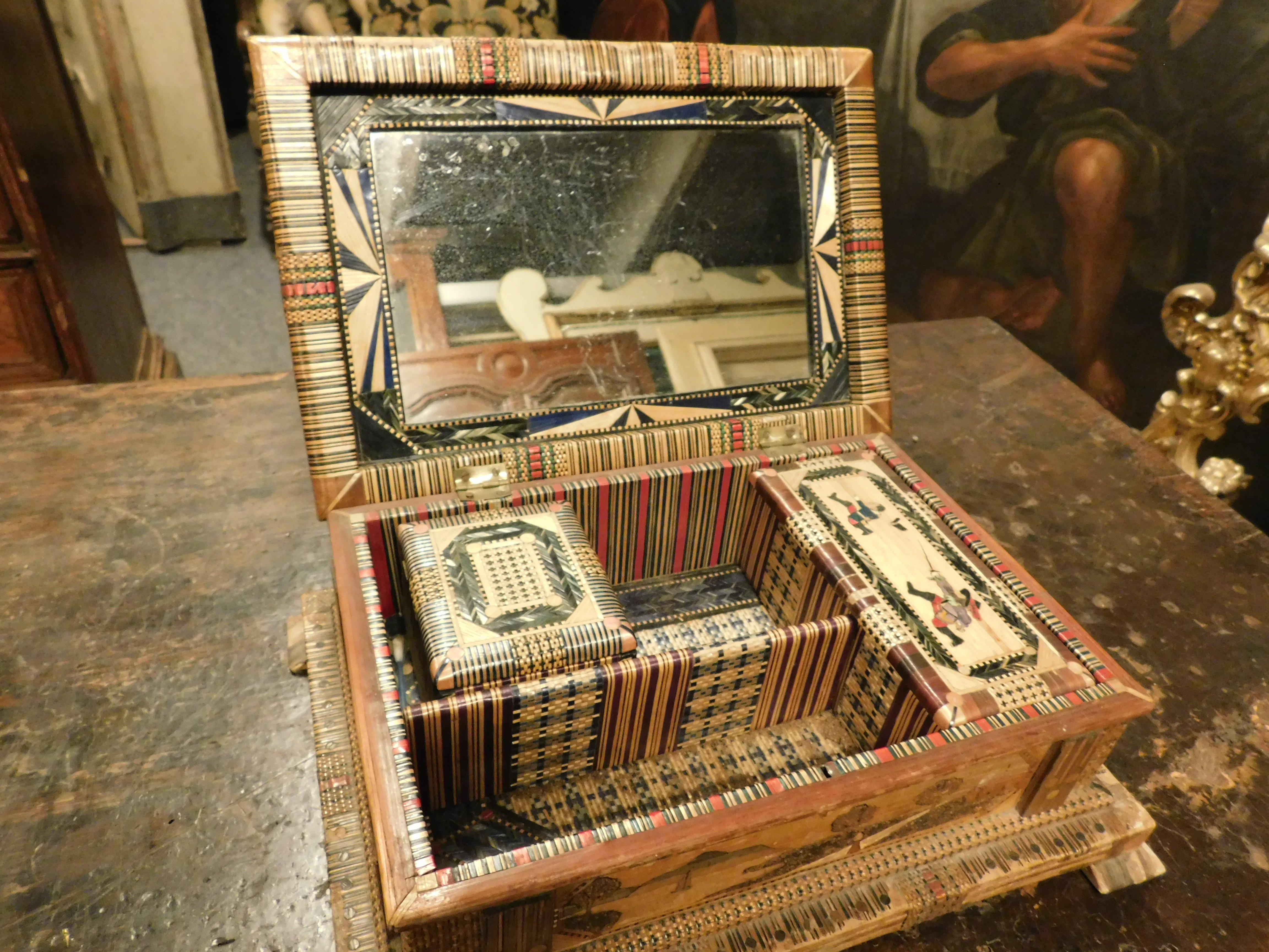 Box for jewels or treasures, inlaid with straw, Italy For Sale 3