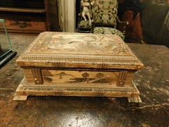 Scatola per Jewell o tesori, intarsiata con paglia, Italia