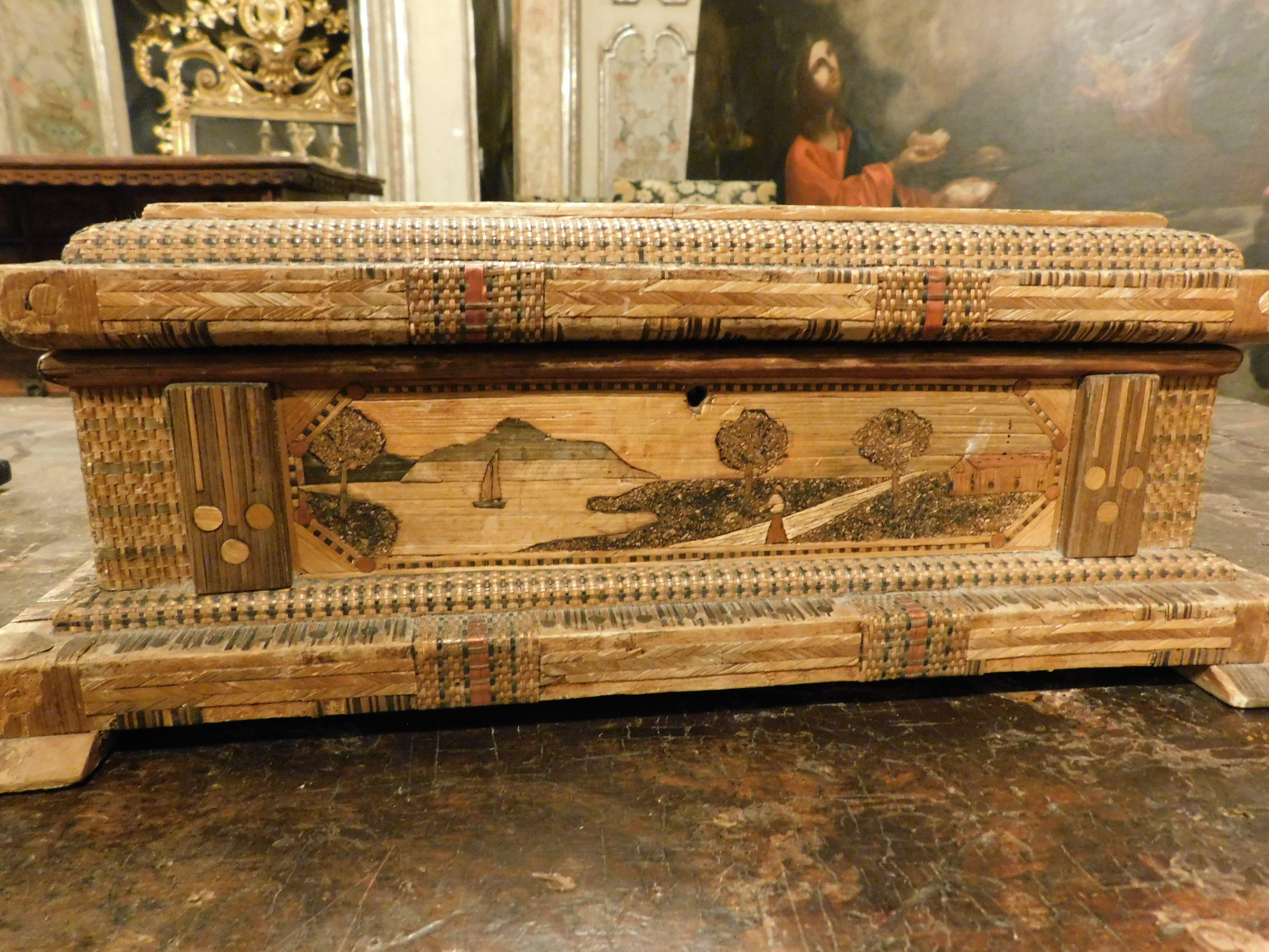 Inlay Box for jewels or treasures, inlaid with straw, Italy For Sale