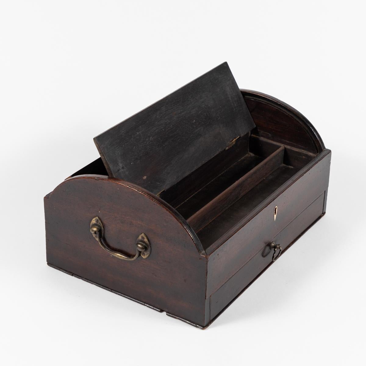 Late 19th Century English Tambour Top Writing Box In Good Condition In Los Angeles, CA
