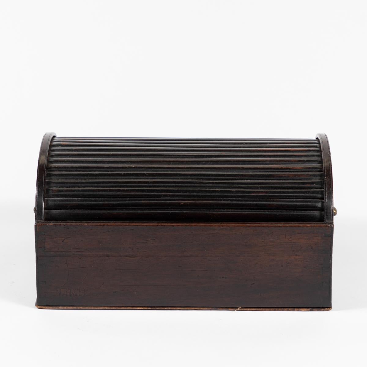 Wood Late 19th Century English Tambour Top Writing Box
