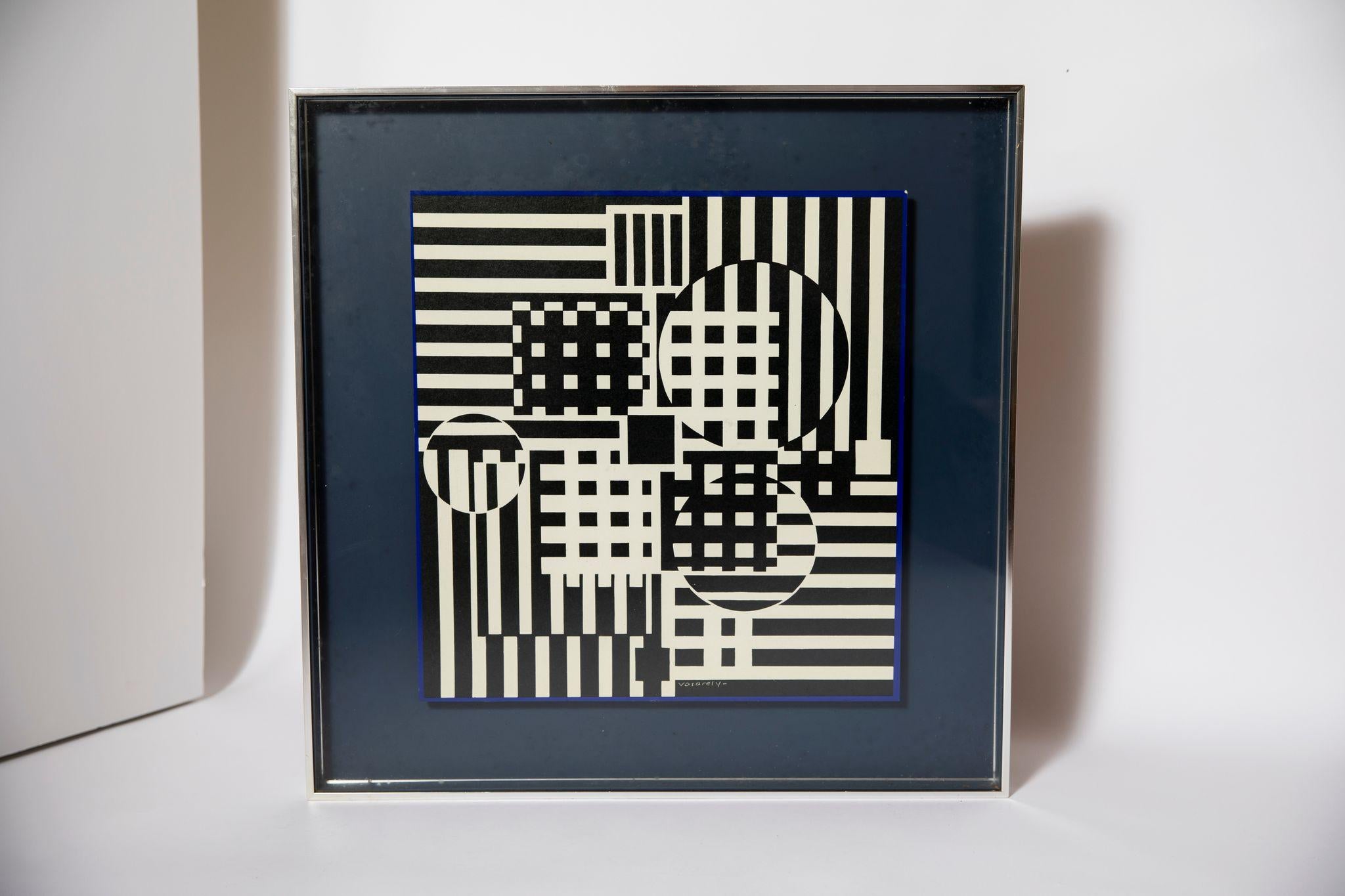 Moderne Impression géométrique encadrée par Victor Vasarely en vente
