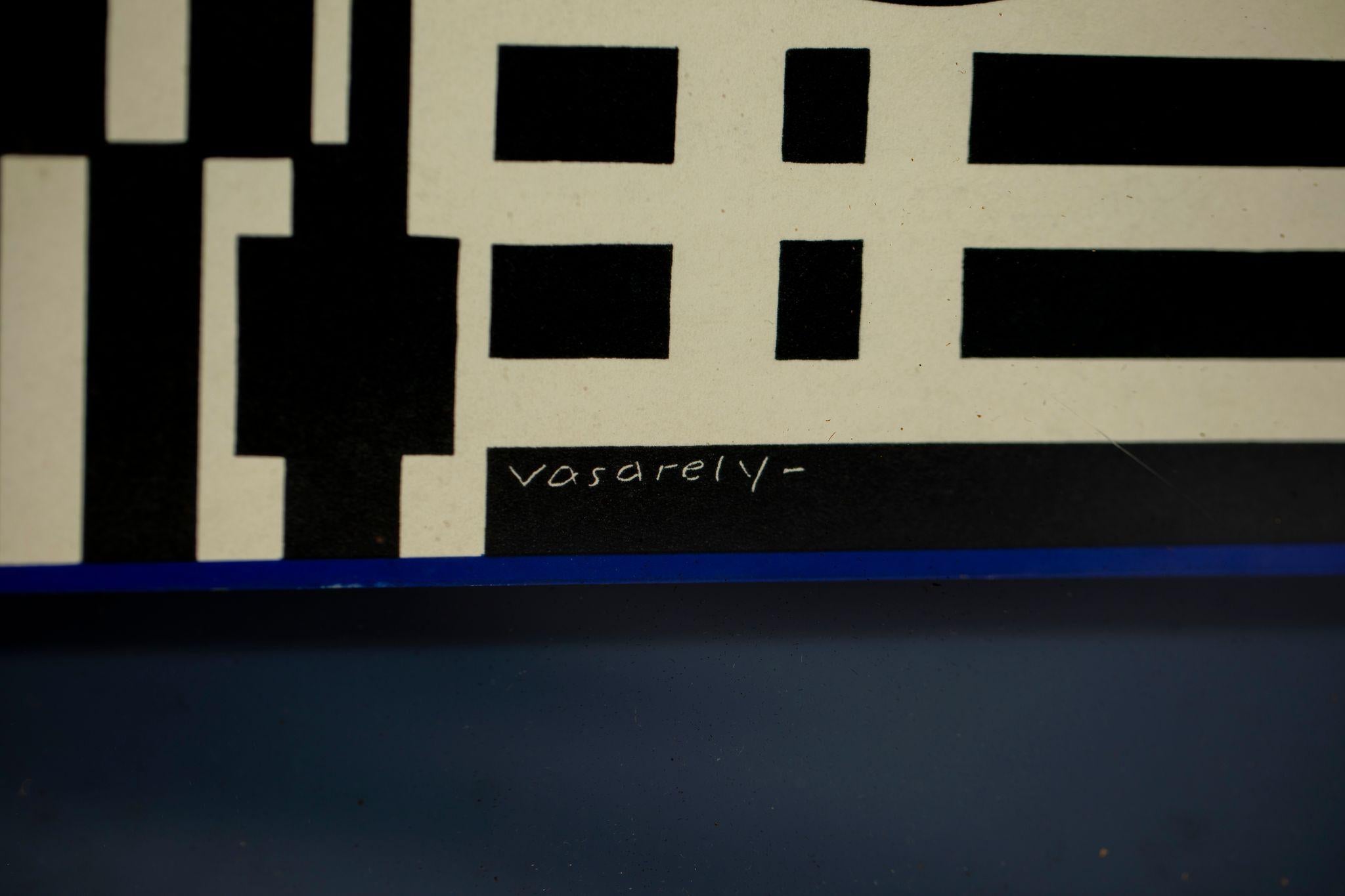 Français Impression géométrique encadrée par Victor Vasarely en vente