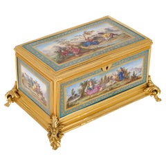 Box, Gilt Bronze and Porcelain Plates, 19th Century.