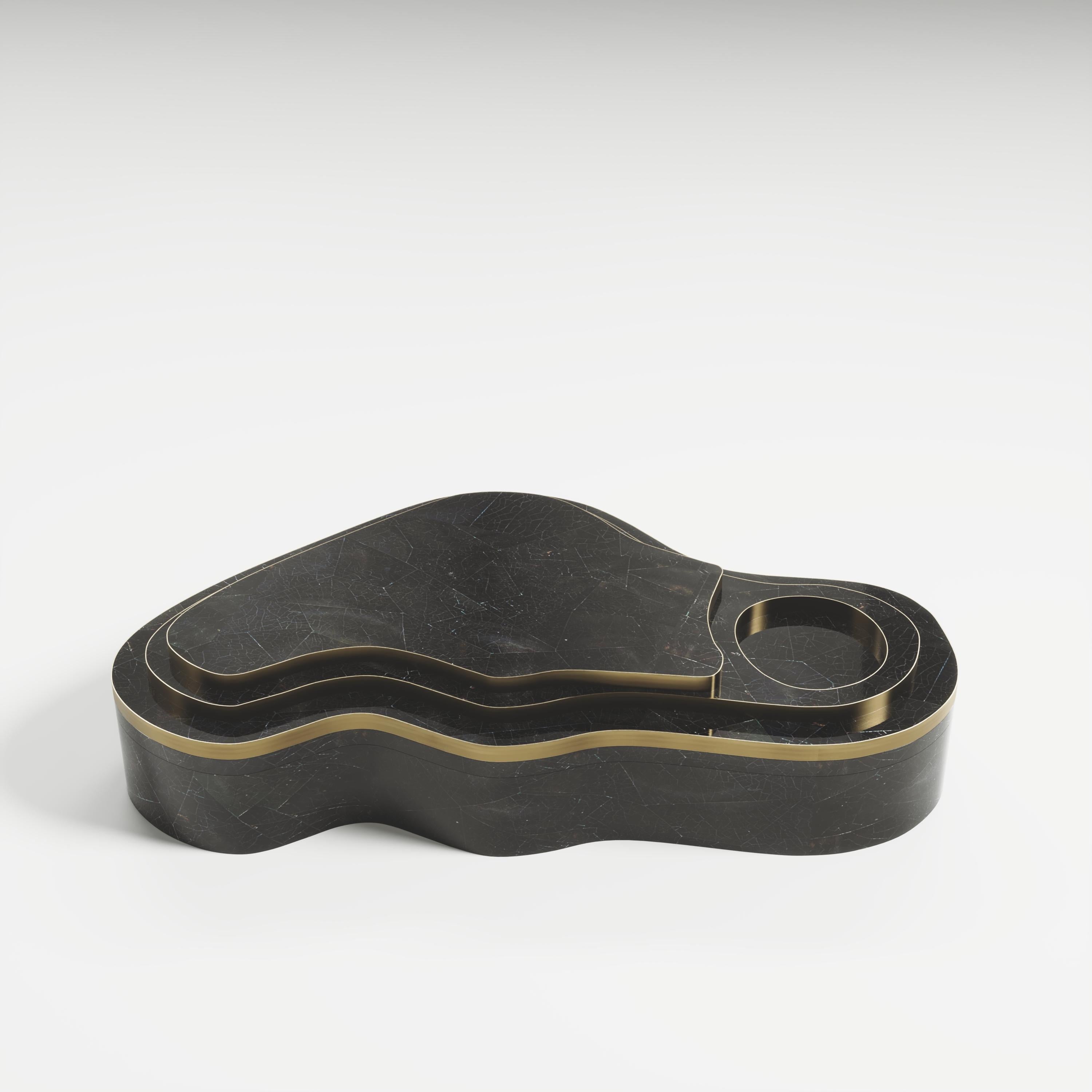 Hand-Crafted Box in Black Shell with Bronze-Patina Brass by Kifu Paris For Sale