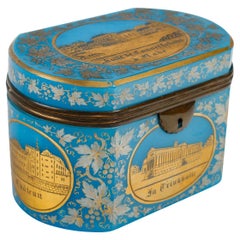 Box in Blue Opaline, Gold Enameled, Gilt Bronze Mount, Napoleon III.