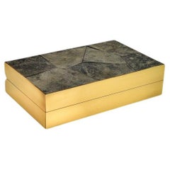 Box in Brass and Mica Stone Marquetry by Ginger Brown