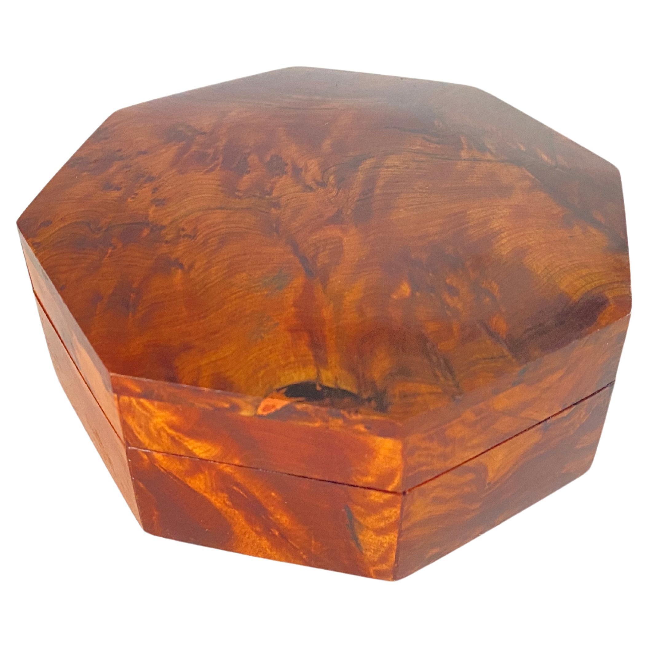 French Box in Burled Wood, Brown Color, France, 20th Century For Sale