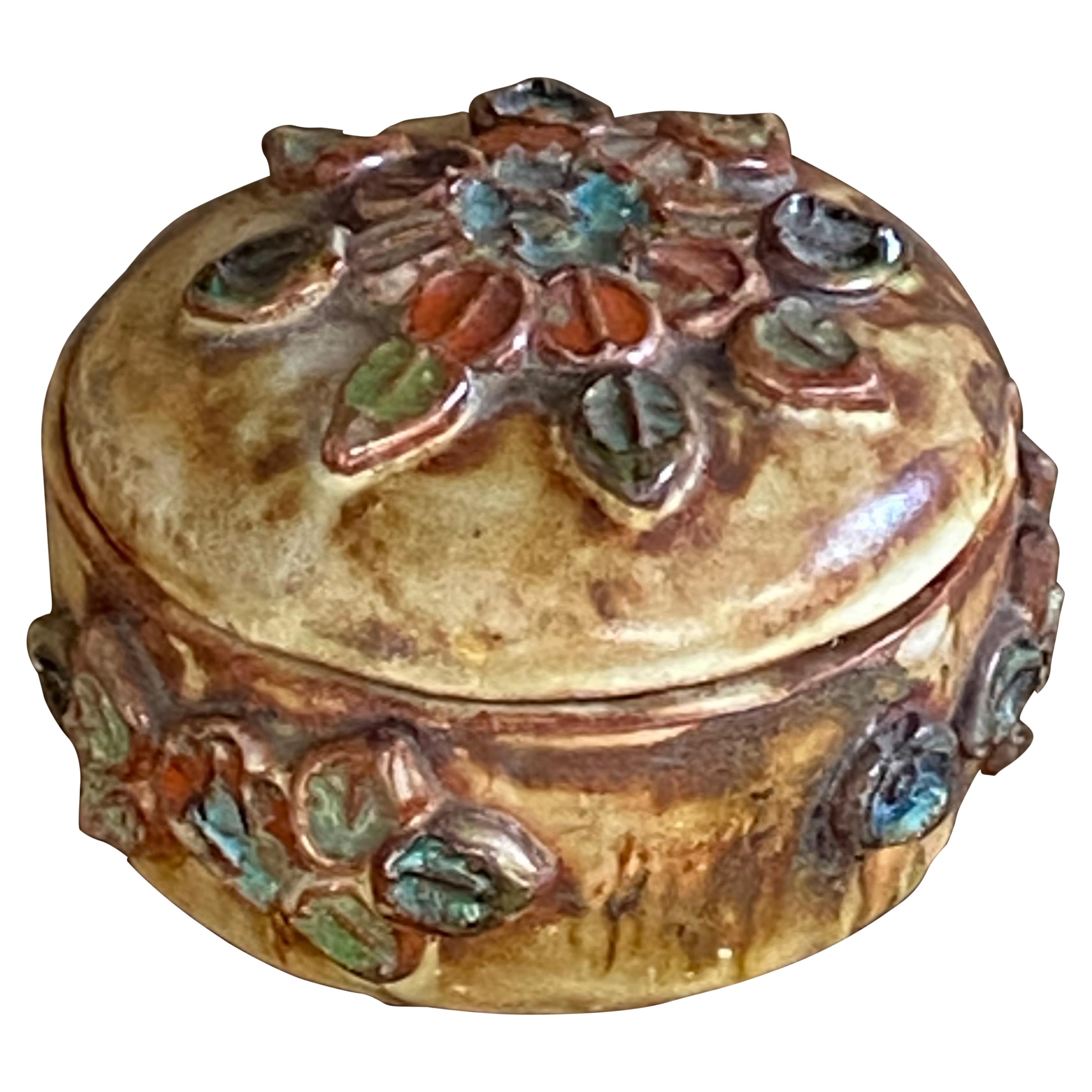 Box in Ceramic with Floral Decoration Pattern For Sale