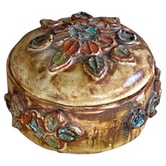 Vintage Box in Ceramic with Floral Decoration Pattern