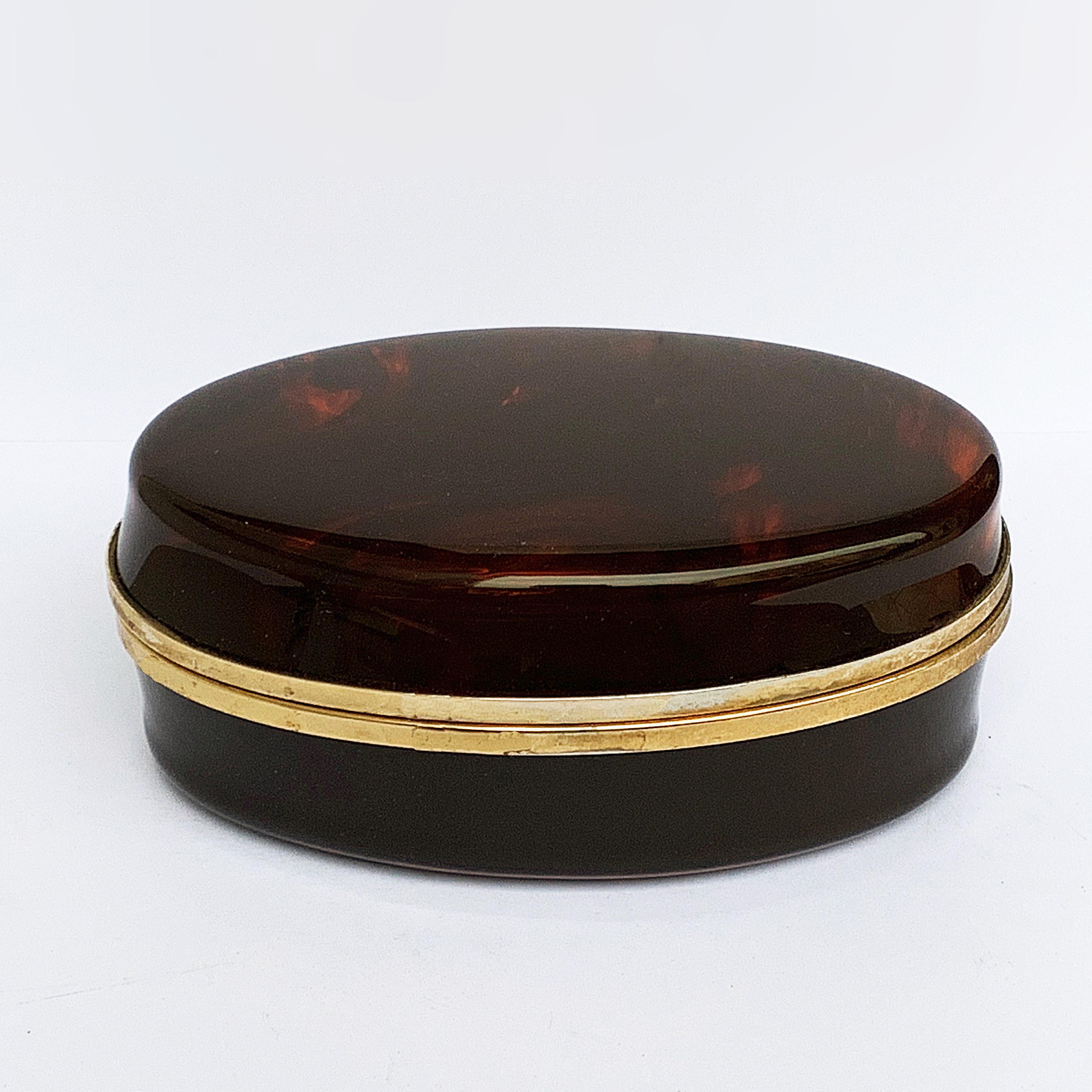 Box in Lucite, tortoiseshell effect and brass, Christian Dior 1970 In Good Condition In Roma, IT
