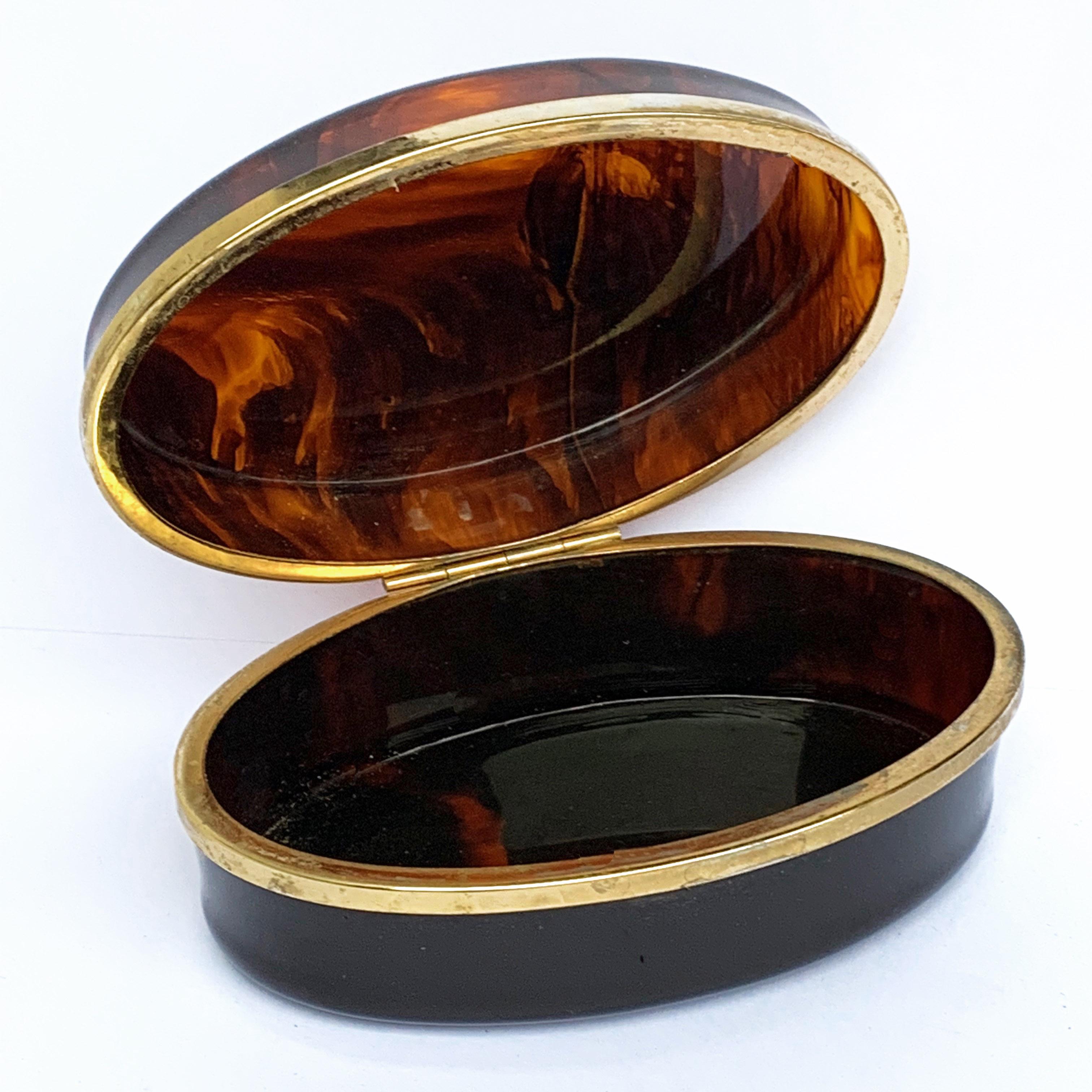Late 20th Century Box in Lucite, tortoiseshell effect and brass, Christian Dior 1970