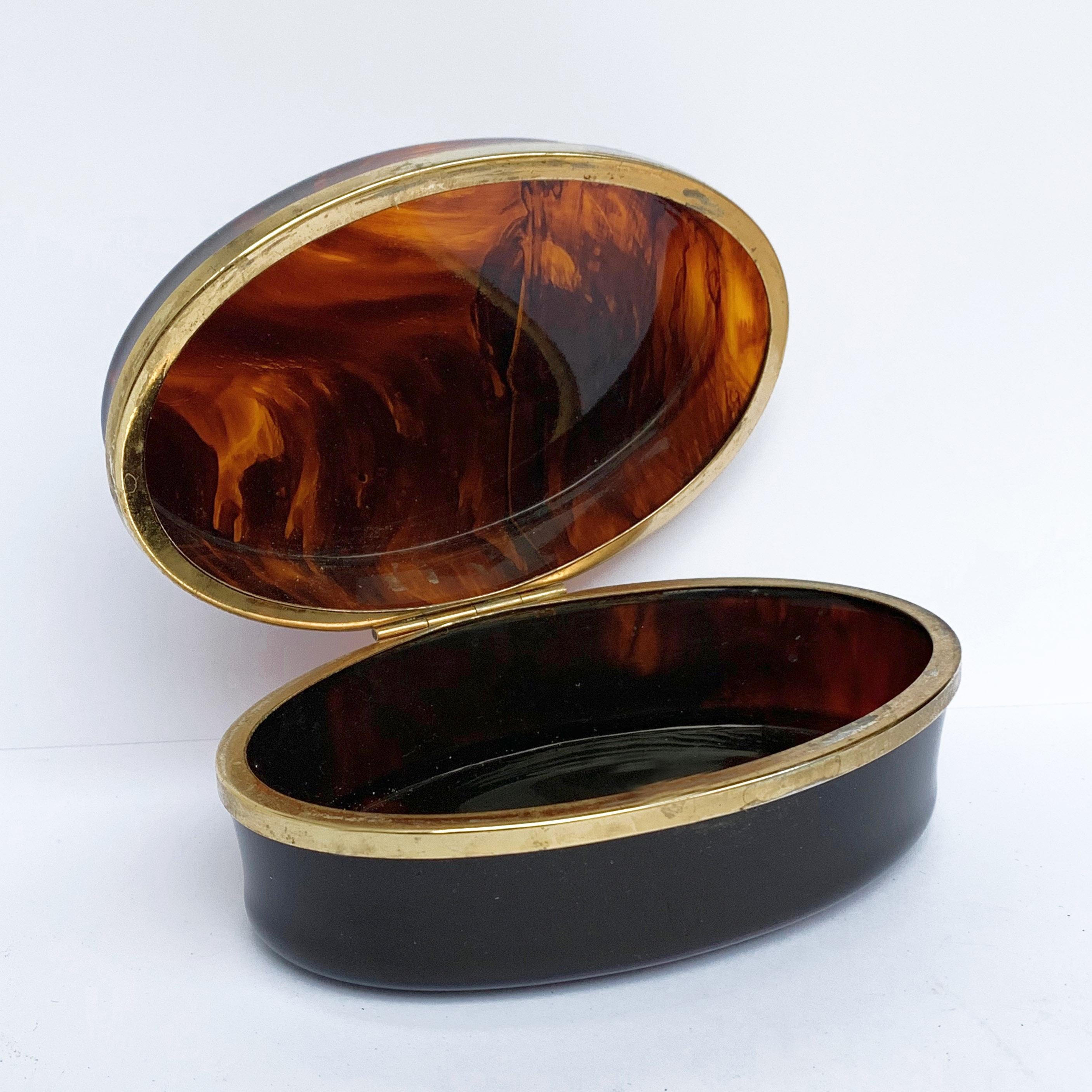 Brass Box in Lucite, tortoiseshell effect and brass, Christian Dior 1970