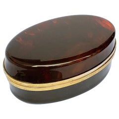 Box in Lucite, tortoiseshell effect and brass, Christian Dior 1970