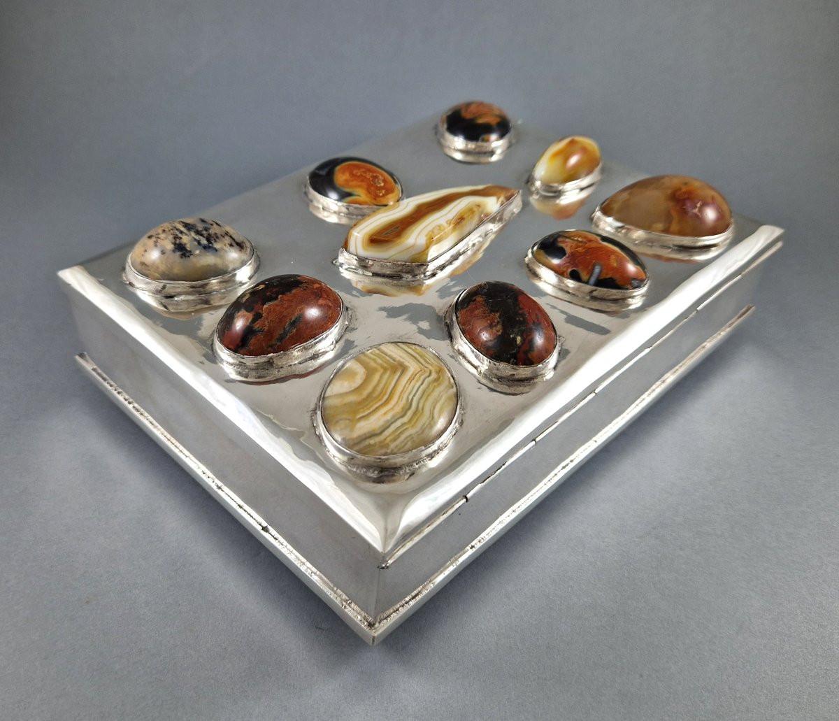 Caja de plata de ley y piedras duras 5