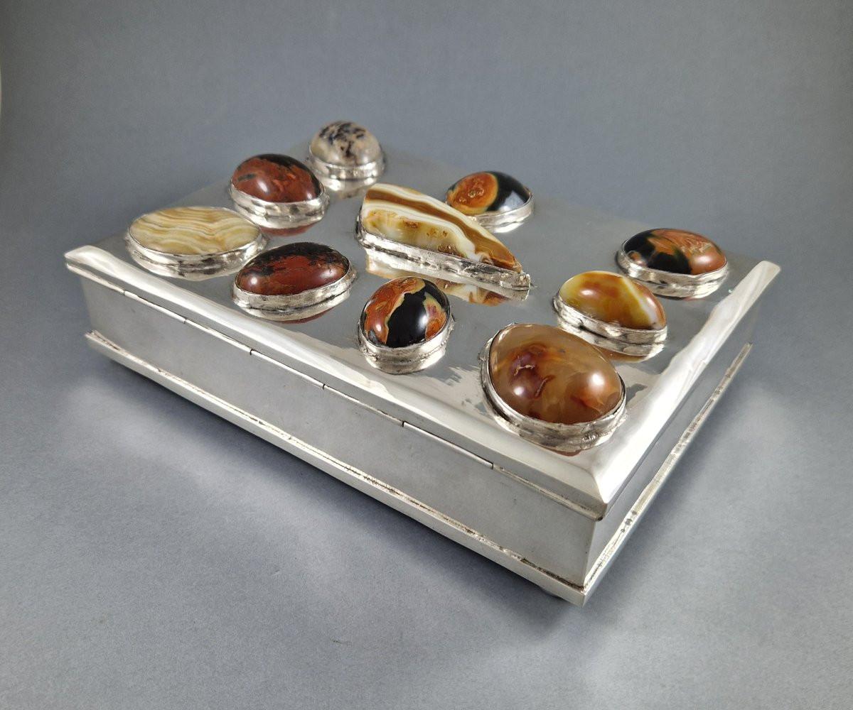 Caja de plata de ley y piedras duras 3