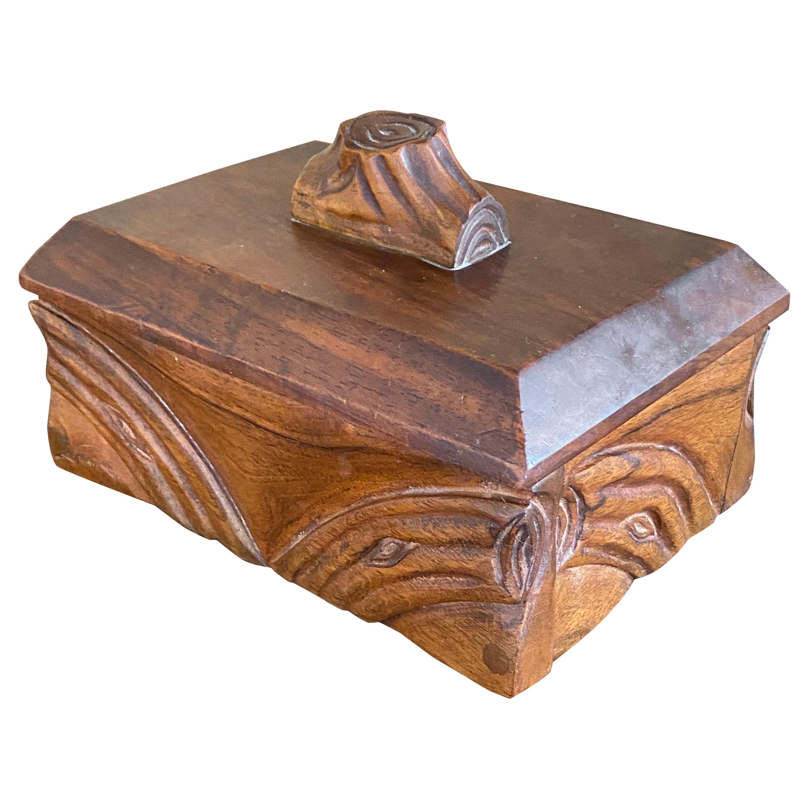 Box in Wood Art Nouveau France 1920, Signed