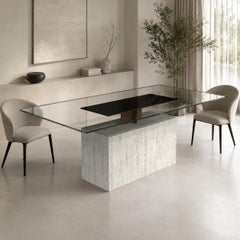 BOX Italian Travertine Marble Dining Table Architectural Design by Joaquín Moll