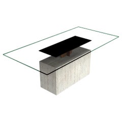 BOX Italian Travertine Marble Dining Table Architectural Design by Joaquín Moll
