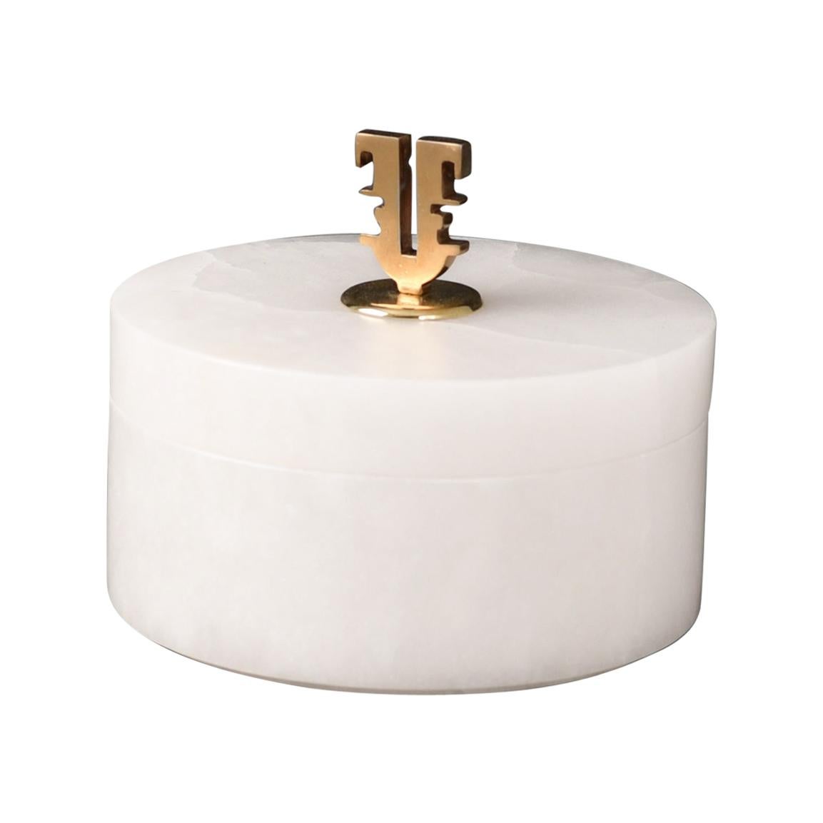 Box KLE in Alabaster and Brass by Arriau For Sale