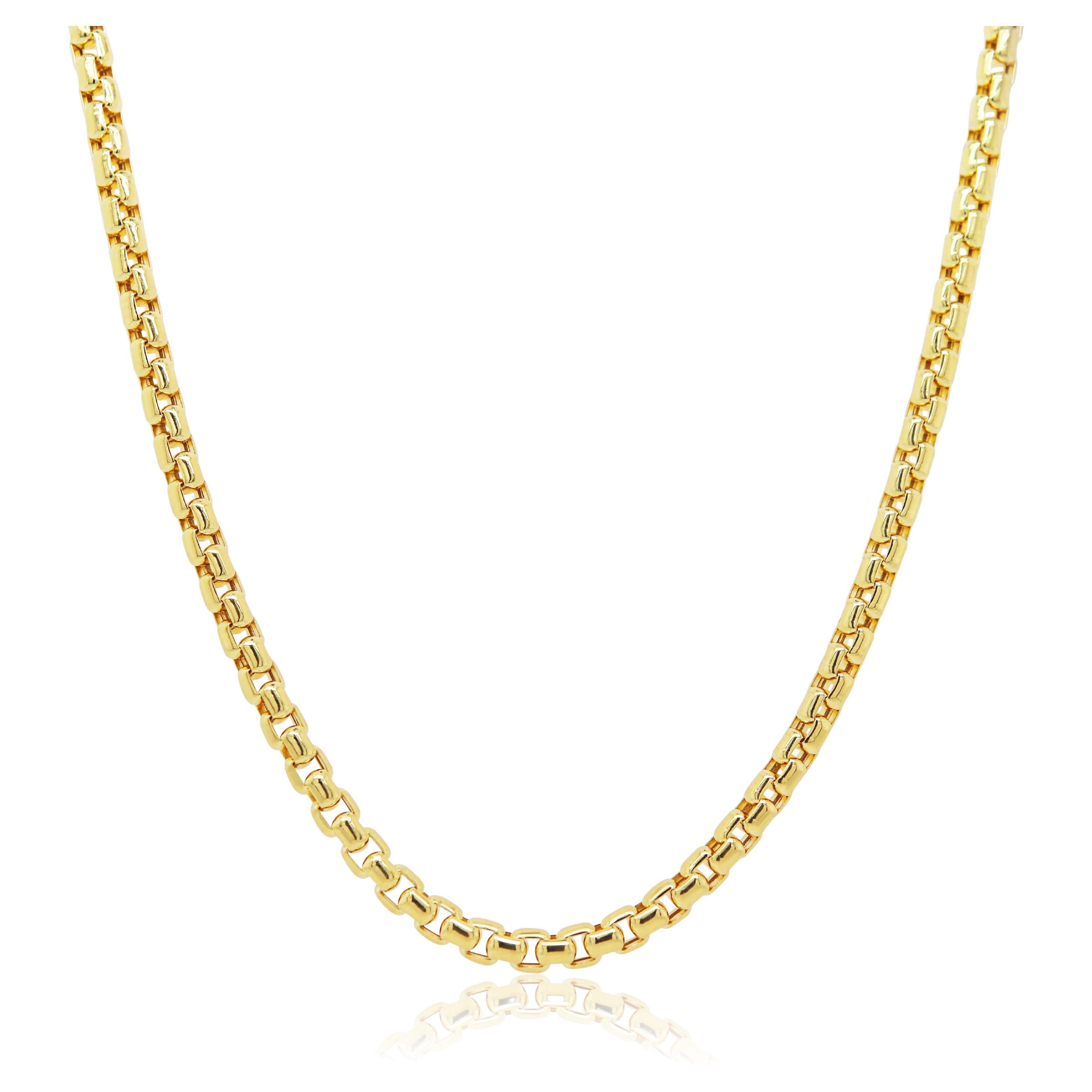 Box Link Chain Necklace 14K Yellow Gold