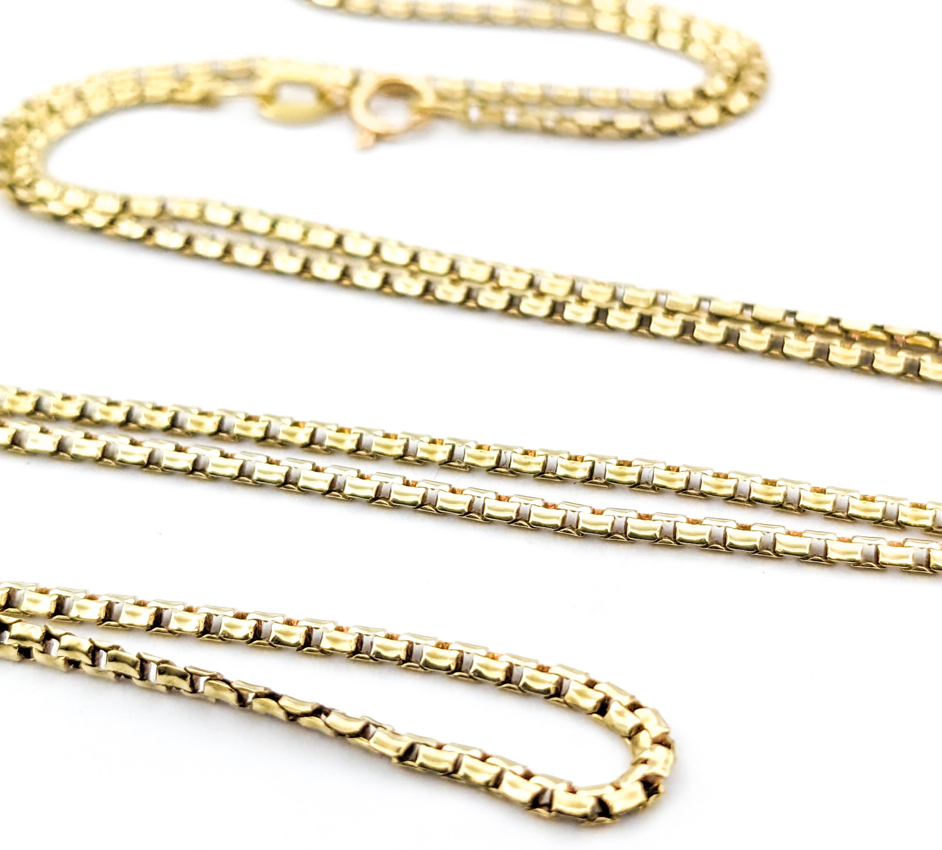 Box Link Design Necklace In Yellow Gold In Excellent Condition For Sale In Bloomington, MN