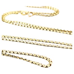Box Link Design Necklace In Yellow Gold