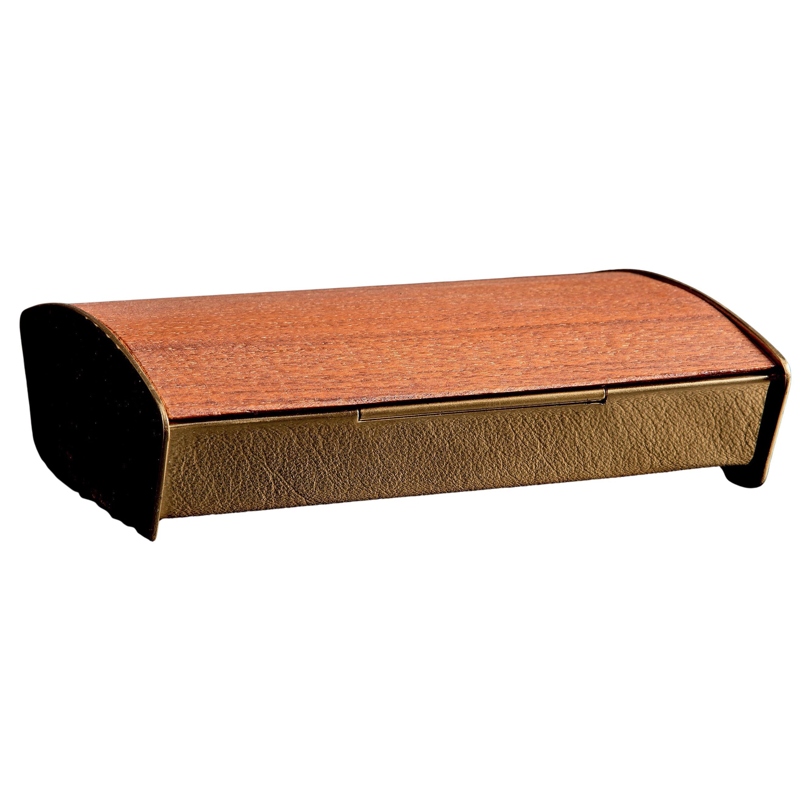 Caja de madera, latón y corcho de Werkstätte Carl Auböck Austria, años 60 en venta