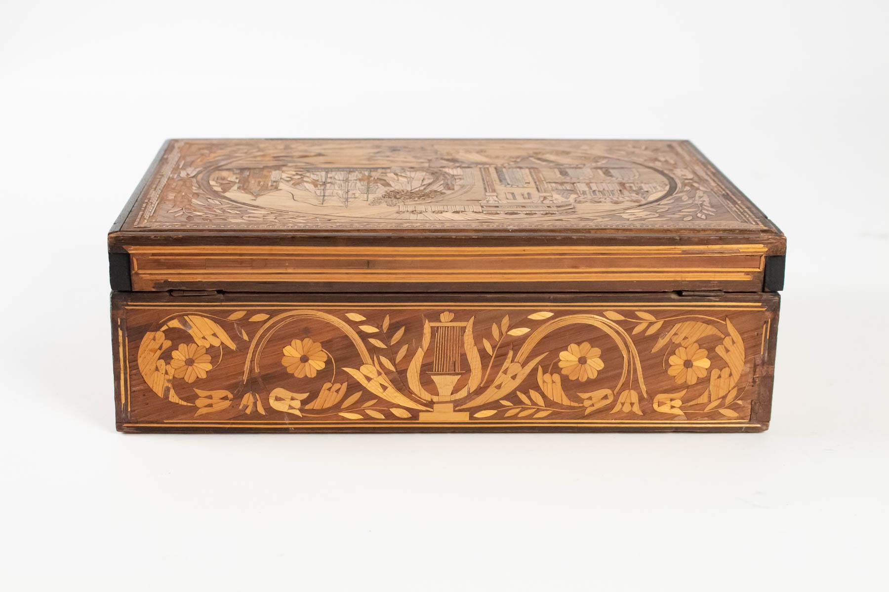 Box Marquetry Straw, Mid-19th Century, Antiquity, France 1