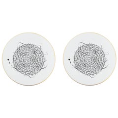 Box of 2 Dinner Porcelain Plates With Gold Collection Rue de Paradis