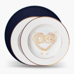 Box of 2 Pasta Plates with Gold, "Le Coeur De La Mamma" by Amélie Barnathan