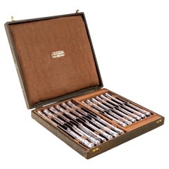 Schachtel mit 24 Christofle Messern - Chrysanthème Modell-Old Marly - Periode: Art Nouveau