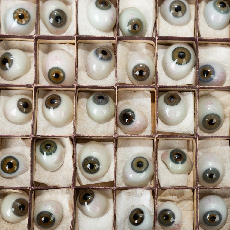 Box of 50 Blown Glass Eyes, circa 1920 at 1stDibs