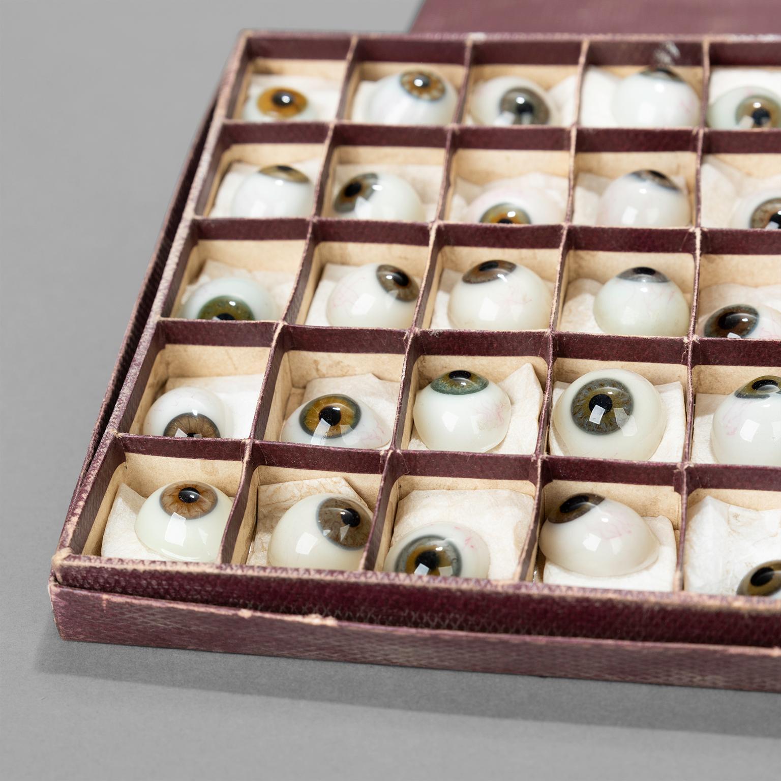 Box of 50 Blown Glass Eyes, circa 1920 1
