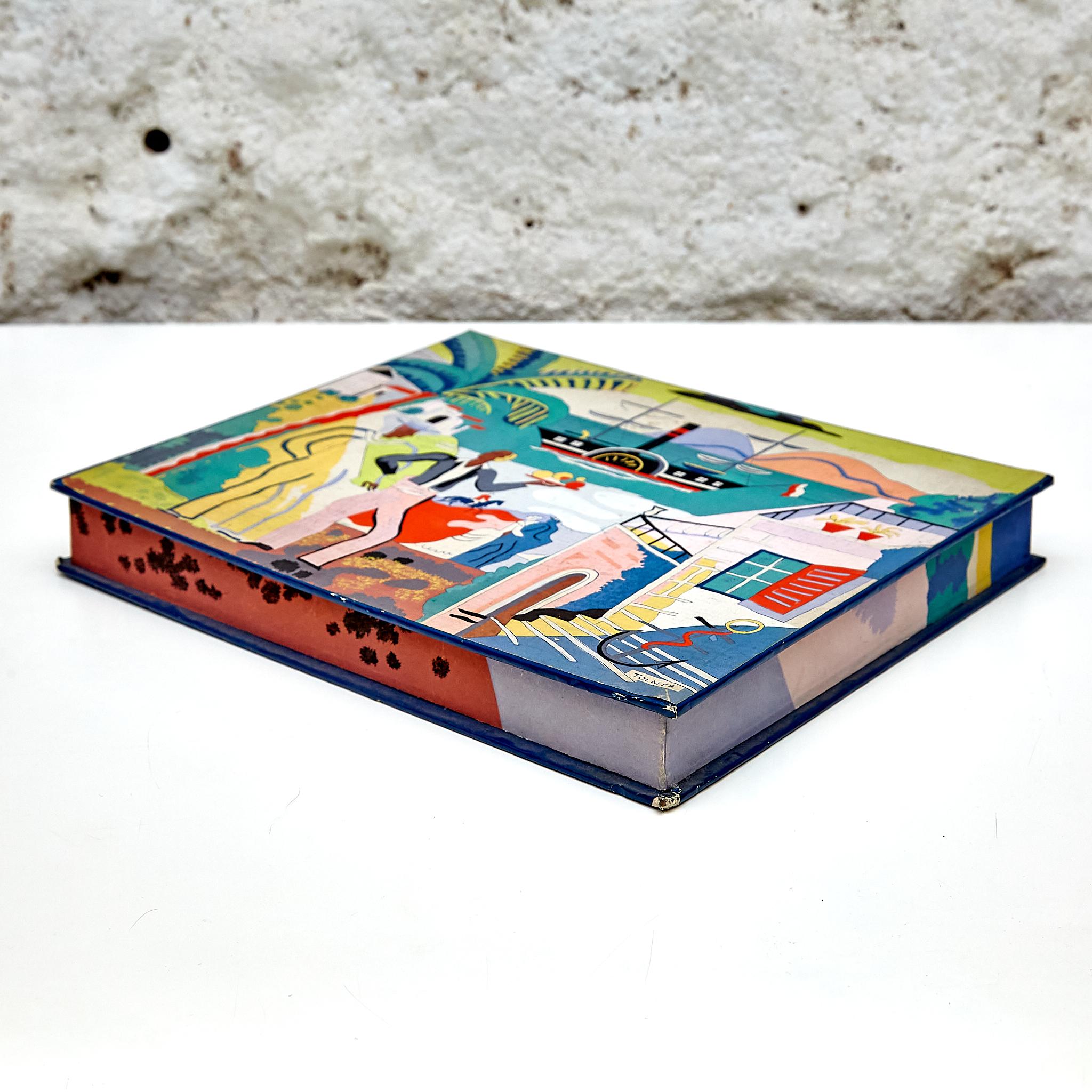 Mid-Century Modern Box of Chocolates Hand-Painted by Alfred Tolmer, circa 1930 For Sale