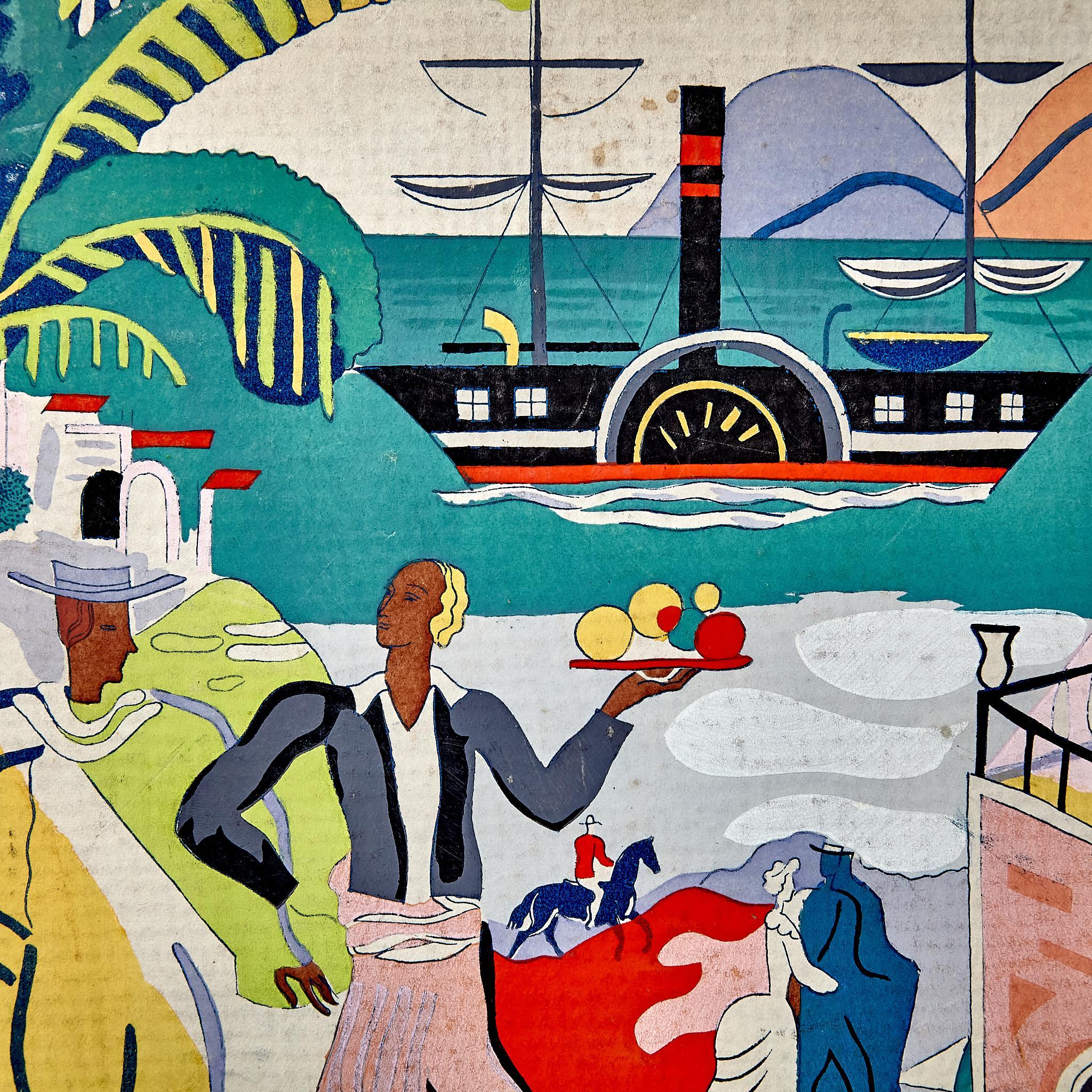 Boîte à chocolats peinte à la main par Alfred Tolmer, vers 1930 en vente 2
